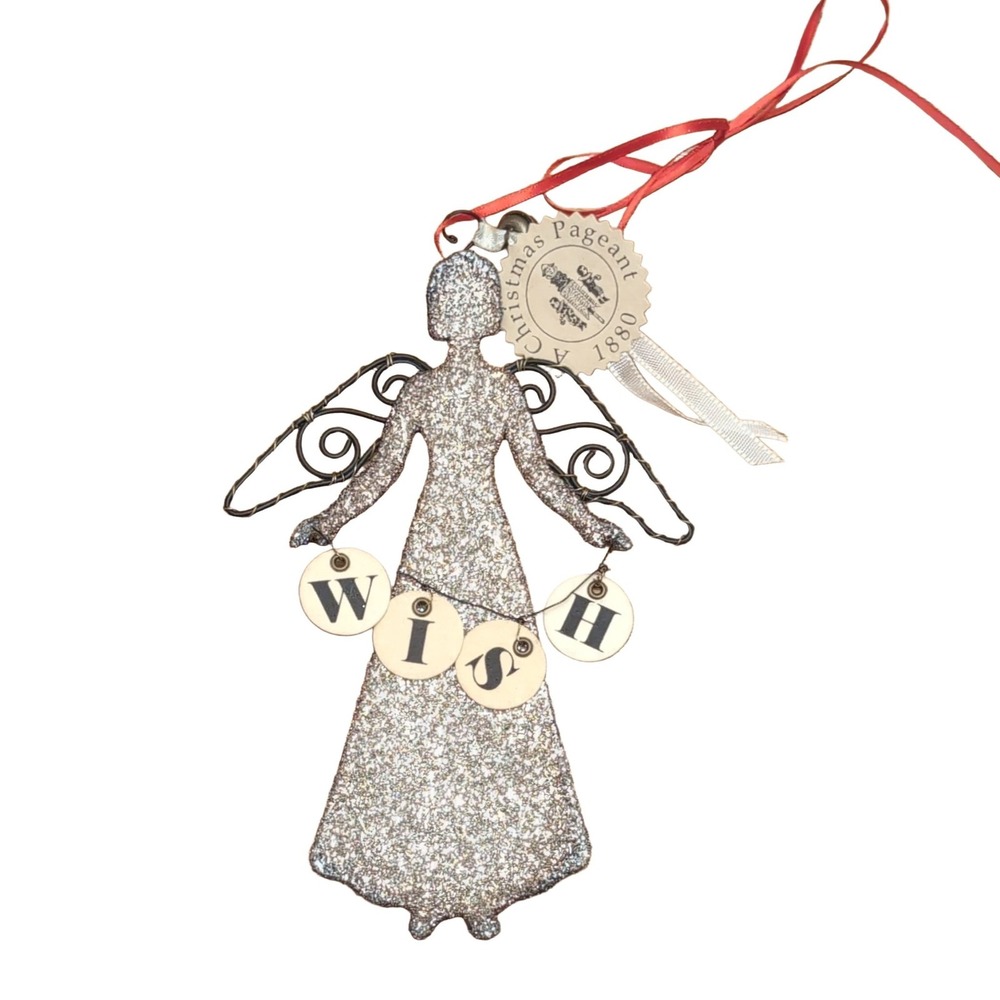 Wendy Addison Christmas Pageant 2006 Silver Glass Glitter WISH Ornament